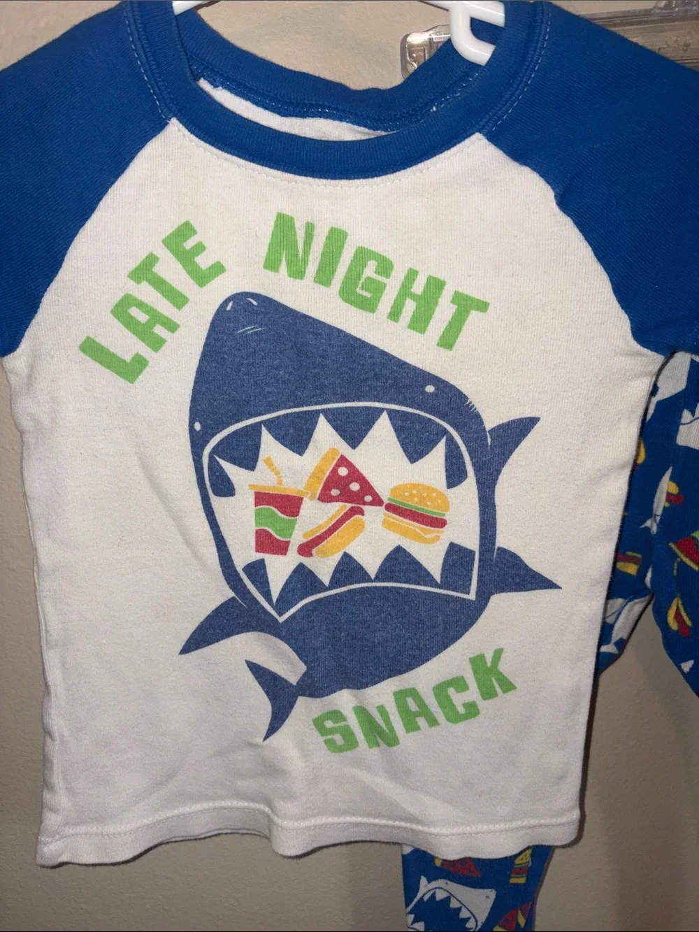 wonder nation Blue & White 'Late Night Snack' Shark Pajama Set